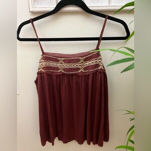 American Eagle Outfitters Women's Burgundy Spaghetti Strap Top, Size M